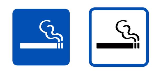 Permitirlo. Se permite fumar señal de prohibición. Icono para fumar dibujos animados o pictograma. Señalización de humo o fumar aquí. Cigarrillos, tabaco o área o zona de humo. Obligatorio, símbolo azul para lugares públicos - Vector, imagen
