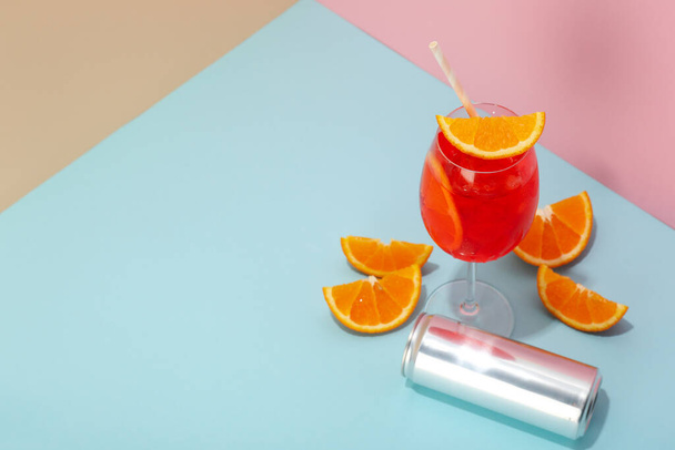Aperol Spritz, delicious summer cocktail, space for text - Fotó, kép