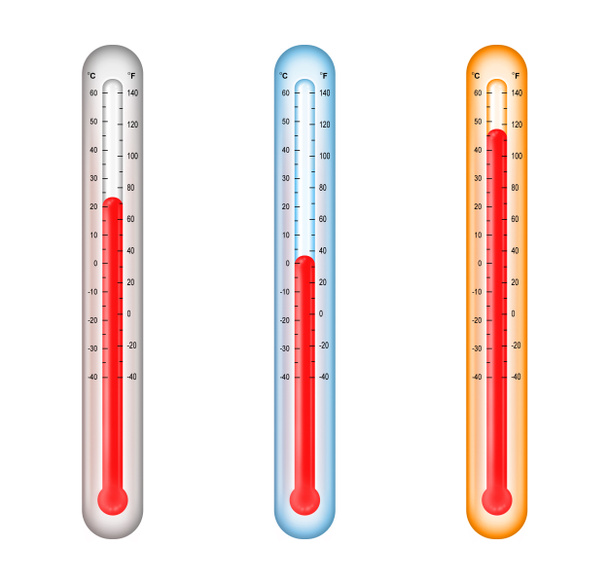 Termometri con temperature medie, fredde e calde
 - Foto, immagini