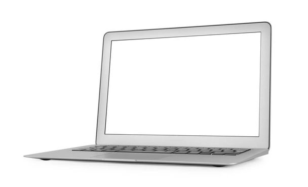 Modern laptop with blank screen isolated on white - Foto, imagen
