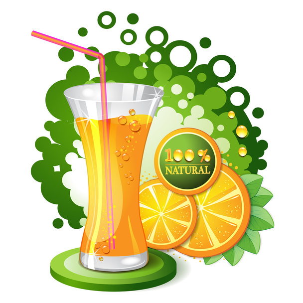 Glass of orange juice - Vector, Image