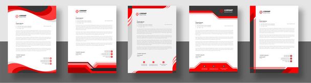 oficiální minimální kreativní abstraktní profesionální newsletter firemní moderní obchodní návrh hlavičkový design šablona set s červenou barvou. design hlavičky písmene s červenou barvou.  - Vektor, obrázek