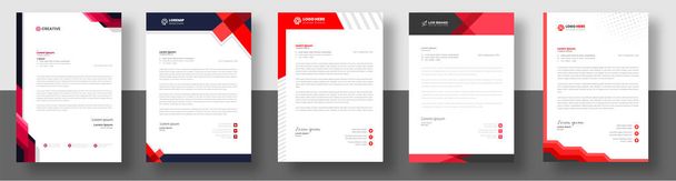 oficiální minimální kreativní abstraktní profesionální newsletter firemní moderní obchodní návrh hlavičkový design šablona set s červenou barvou. design hlavičky písmene s červenou barvou.  - Vektor, obrázek