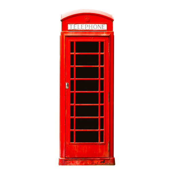 London phone booth isolated on white - Fotoğraf, Görsel