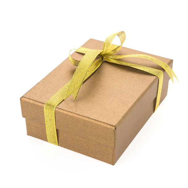 Christmas gold gift box - Photo, Image