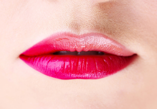 Beautiful female lips, close up - Foto, Imagem