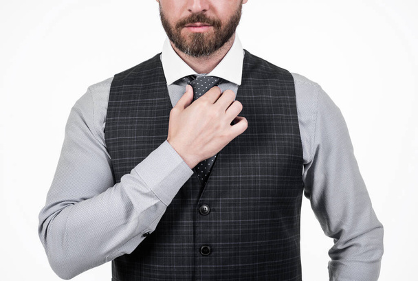 cropped man businessman tie necktie isolated on white, fashion. - Fotoğraf, Görsel