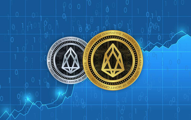 eos virtual currency images. 3d illustrations. digital coins. - Photo, Image