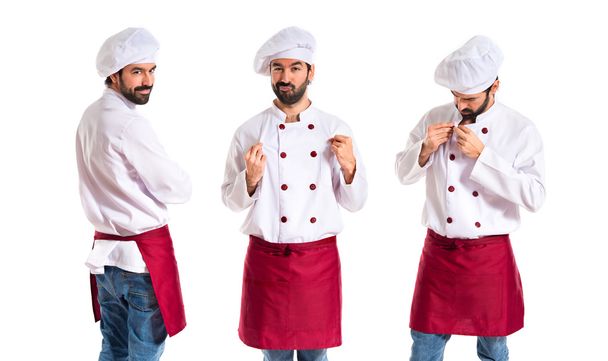 Confident chef over white background - Photo, image