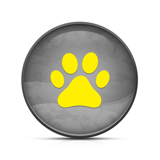 Pies lub kocia łapa wydrukować ikonę na klasycznym splash czarny okrągły przycisk - Zdjęcie, obraz