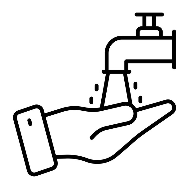Main avec robinet d'eau montrant le concept de vecteur wudhu, icône facile à utiliser - Vecteur, image