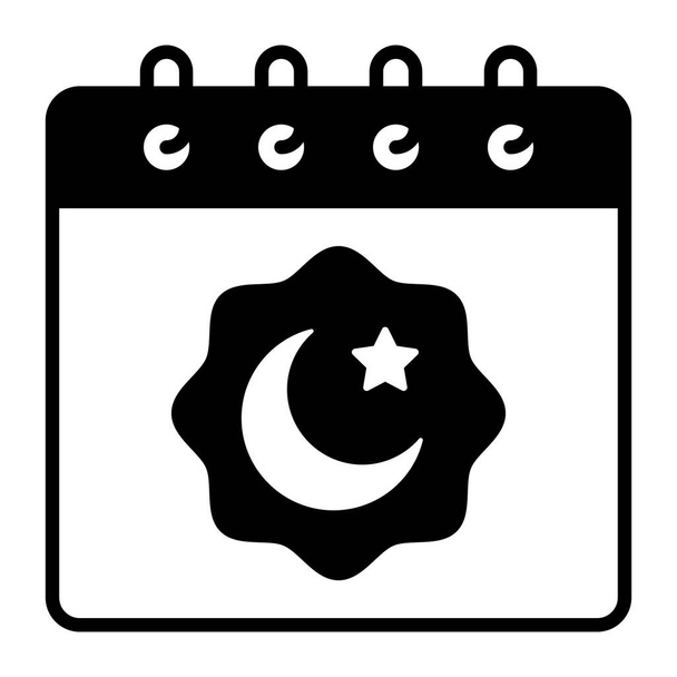 Luna e stella con calendario che mostra il concetto di calendario ramadan - Vettoriali, immagini