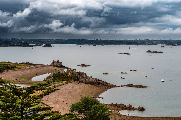 Point Of L'Arcouest Near Brehat Island, Ile de Brehat, In The English Channel At The Coast of Brittany In France - Photo, Image