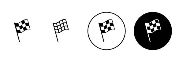 Icônes du drapeau de course réglées. signe de drapeau de course et symbole.Checkered icône de drapeau de course - Vecteur, image