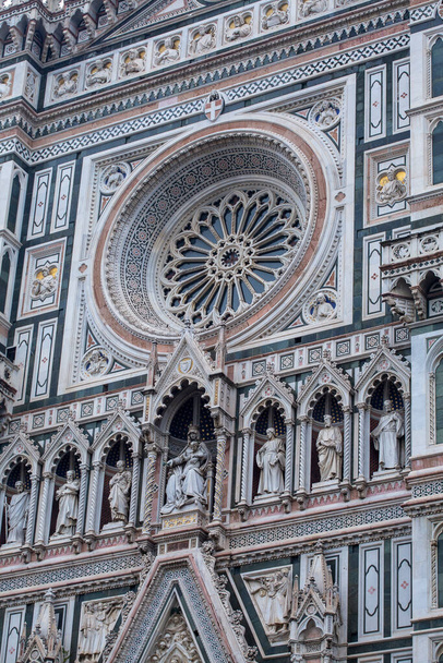 Detail of main facade of The Basilica di Santa Maria del Fiore (Basilica of Saint Mary of the Flower) in Florence, Italy - Photo, Image