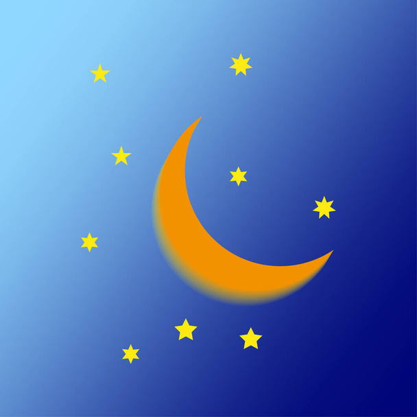 Cartoon invitation with yellow sky month stars. Vector illustration. EPS 10. - Vector, afbeelding