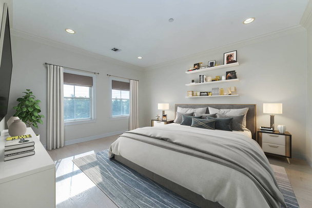 interior of the bedroom, 3d rendering - Foto, imagen