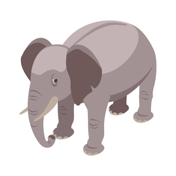 Ισομετρική γκρι ελέφαντας σε λευκό φόντο 3d διανυσματική απεικόνιση - Διάνυσμα, εικόνα