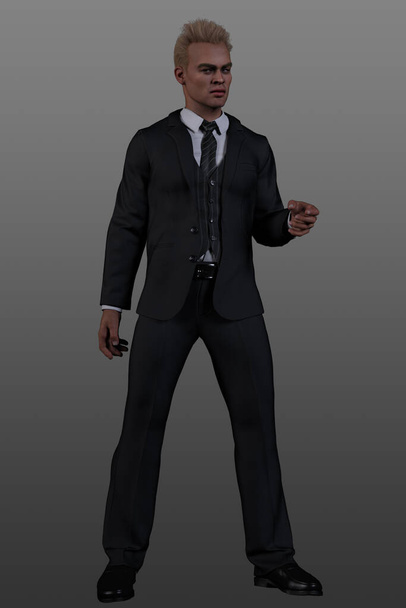 young handsome businessman posing on grey background - Foto, Imagen