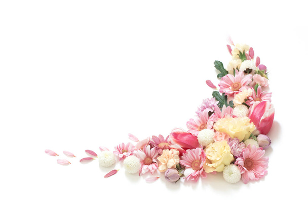 frame of flowers isolated  on white background - Zdjęcie, obraz