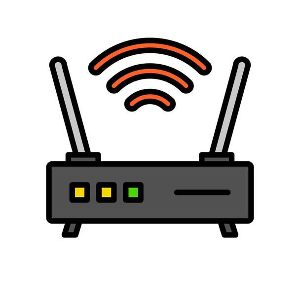 Płaska ikona routera internetowego. Router sieciowy. Wektor edytowalny. - Wektor, obraz