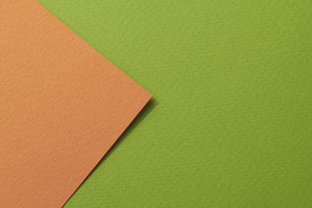 Rough kraft paper background, paper texture brown green colors. Mockup with copy space for text - Фото, изображение