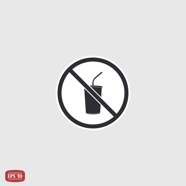 Συνδεθείτε απαγορευμένη τροφή. Απαγορευτικό σήμα. Γυαλί με ένα ποτό. Επίπεδη σχεδίαση στυλ.  - Διάνυσμα, εικόνα