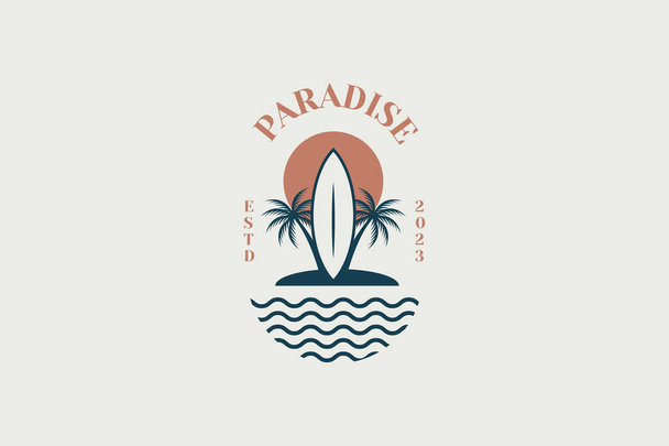 Modèle de conception de logo vectoriel avec palmier - abstrait été et insigne et emblème de vacances - Vecteur, image