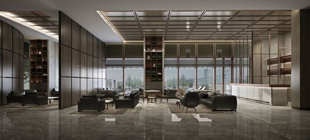 3d render of luxury hotel lobby reception - Photo, Image