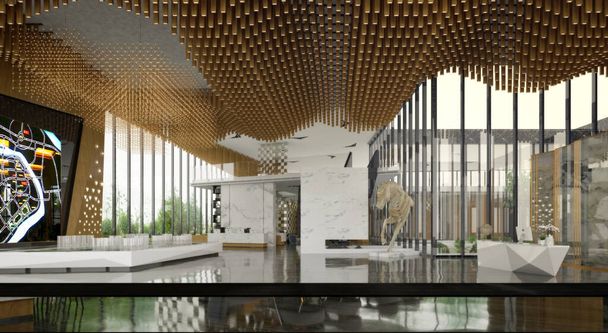 3d render of luxury hotel lobby reception - Photo, Image
