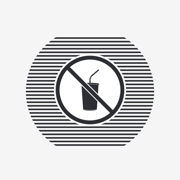 Log forbidden food. Prohibitory sign. Glass with a drink. Flat design style.  - Vector, Image