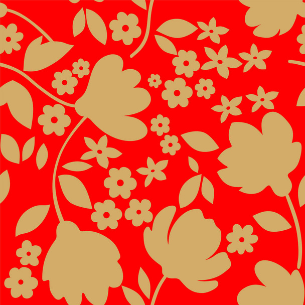 vector floral seamless background with flowers and leaves. - Vector, Imagen