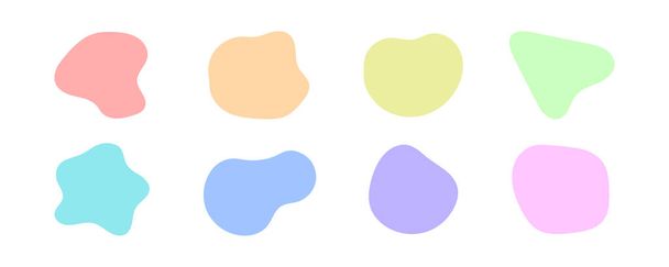 Set of colorful amoeba organic graphic elements irregular shapes. Isolated on a white background. Doodle illustration concept - Vektori, kuva