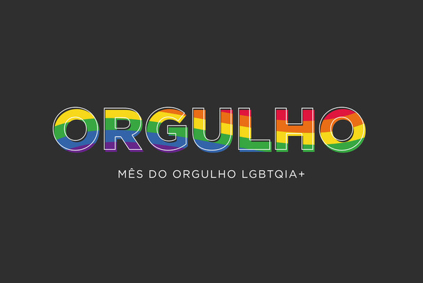 Pride month illustration with the colours of the LGBT flag. Gay pride on black background, poster, banner or card. Translation: "Pride. Gay Pride Month" - Photo, Image