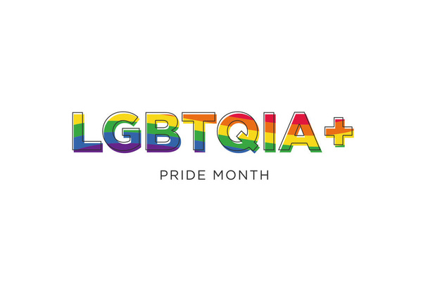 LGBTIQA gurur ayı. Beyaz arka planda gay gururu için renkli gökkuşağı lgbt bayrağı, el ilanı, poster veya afiş - Fotoğraf, Görsel