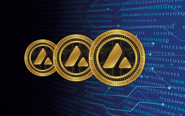 avalanche-avax virtual currency image in the digital background. 3d illustrations. - Photo, Image