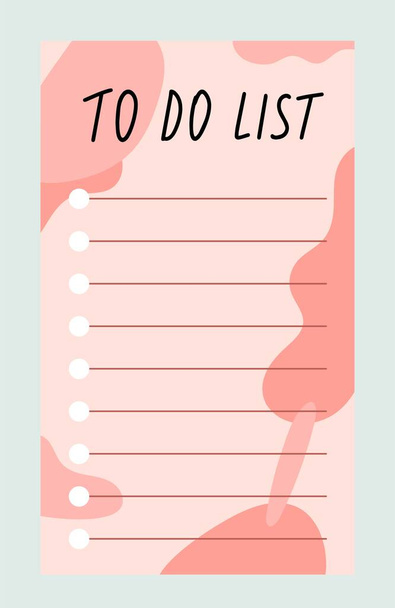Weekly or daily planner. Pink to do list with abstract shapes and inscription. Efficiency and Productivity. Design element for printing. Cartoon flat vector illustration isolated on gray background - Vector, Image