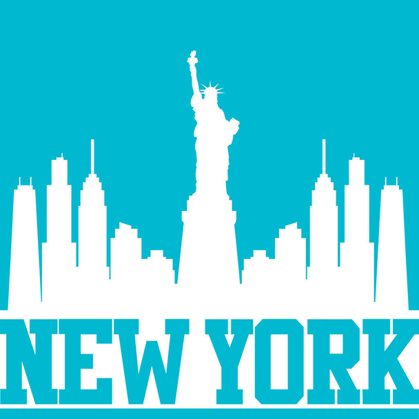 Liniowy New York City Skyline wektorowy projekt ilustracji - Wektor, obraz
