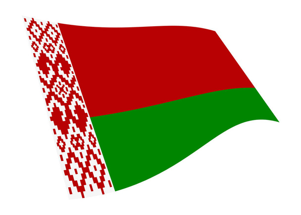 Beyaz üzerine izole edilmiş, kırpma yolu ile izole edilmiş bir Beyaz Rusya bayrağı sallıyor. - Fotoğraf, Görsel