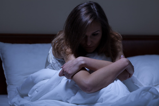 Awake woman suffering from depression - Фото, зображення