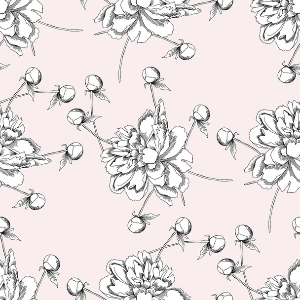 Seamless pattern with peony11-04 - Vector, Imagen