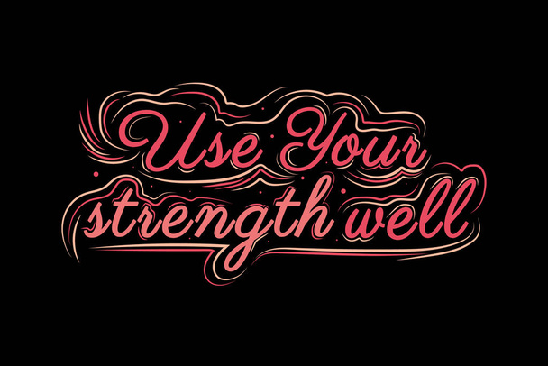 T-shirt Title Use your strength well color red and gray - Vektor, obrázek
