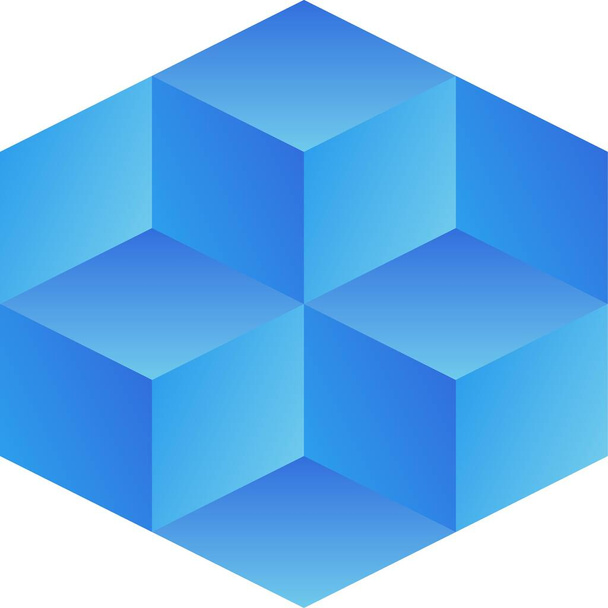 3d optical illusion cubes. 3d illusive shape of boxes. Vector illustration of blue cube. 3d illusion of geometric for logo, design, art, education or art. Perspective illusion cubes illustration - Вектор,изображение