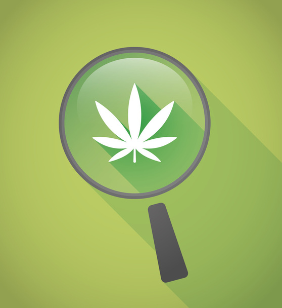 Magnifier icon with a marijuana leaf - Vector, Image