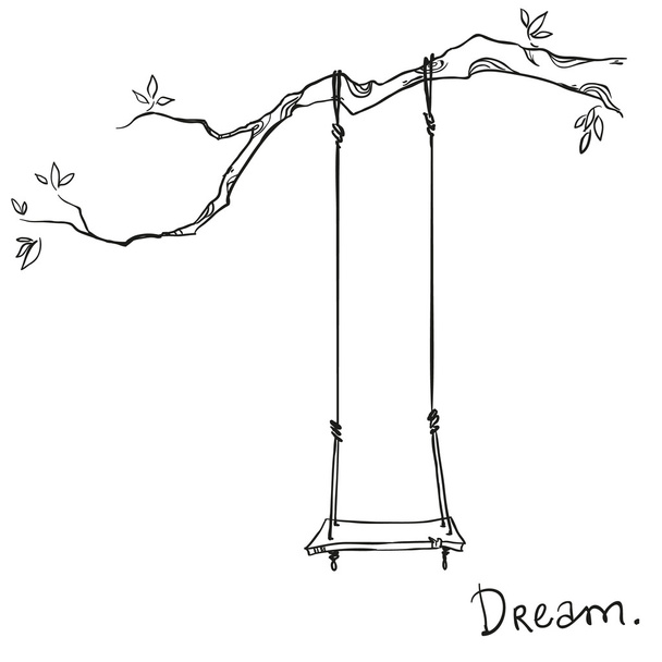 Tree with a swing. Vector illustration. - Vector, Image