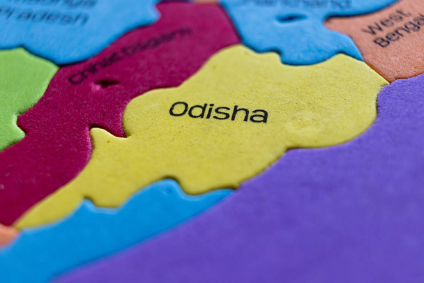 Селективный акцент на карте Ориссы - штата Индия - Фото, изображение