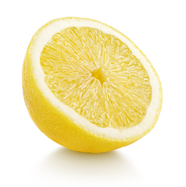 Half lemon citrus fruit isolated on white - Фото, изображение