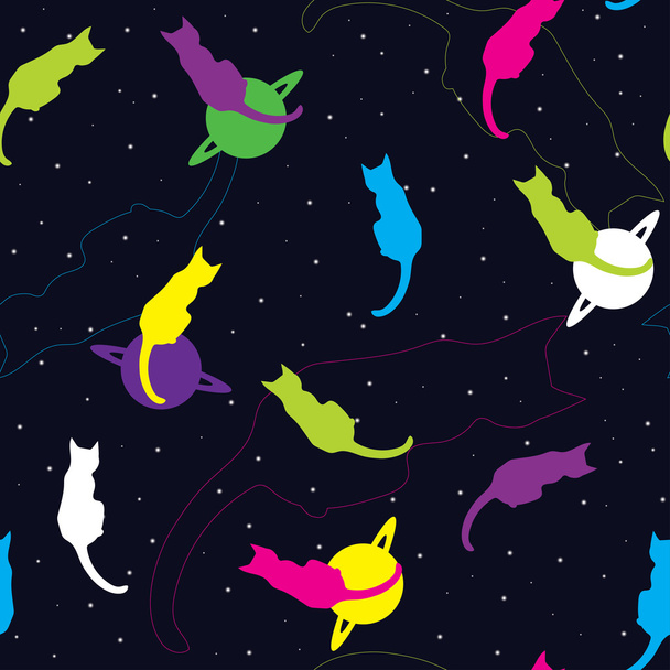 Star background with cats - Vector, Image