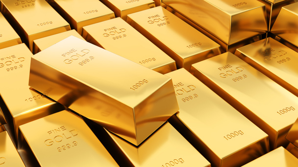 Arany rúd 1000 gramm tiszta arany, üzleti befektetés és vagyon koncepció.vagyon arany, 3d renderelés - Fotó, kép