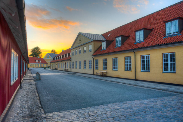 Colorful houses at the Krongborg castle in Denmark. - Foto, imagen